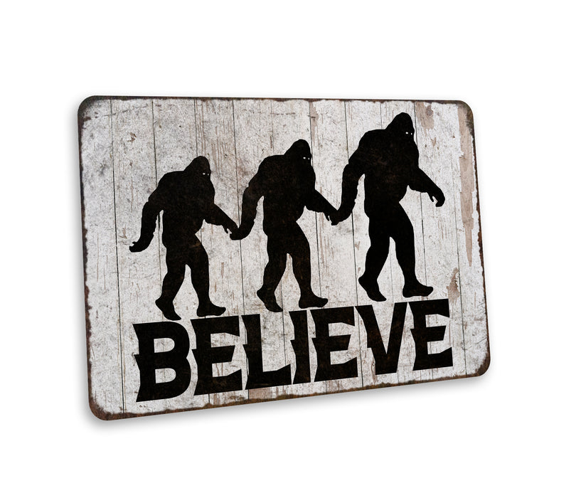 Believe In Big Foot Sign Sasquatch Camper Yard Sign Yeti Funny Garage 108122001033
