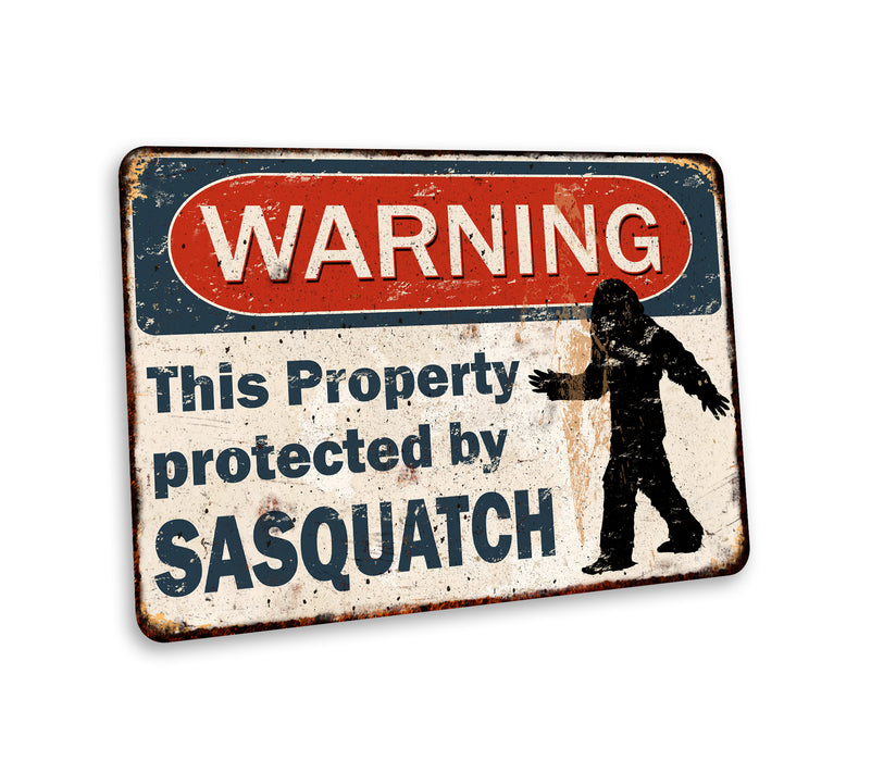 Warning Protected By Sasquatch Sign Big Foot Camper Yard Sign Yeti Funny 108122001034