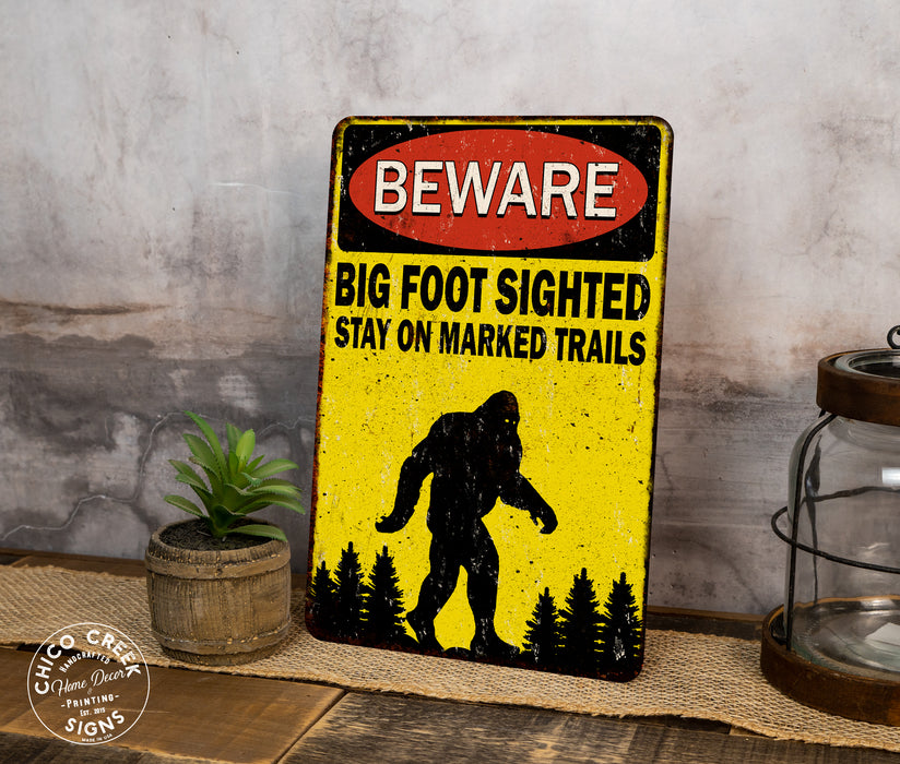 Warning Big Foot Sighted Sign Sasquatch Camper Yard Sign Yeti Funny 108122001036