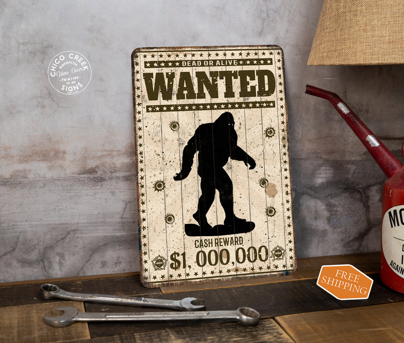 Wanted Sasquatch Sign Reward Big Foot Camper Yard Sign Yeti Funny Garage 108122001039