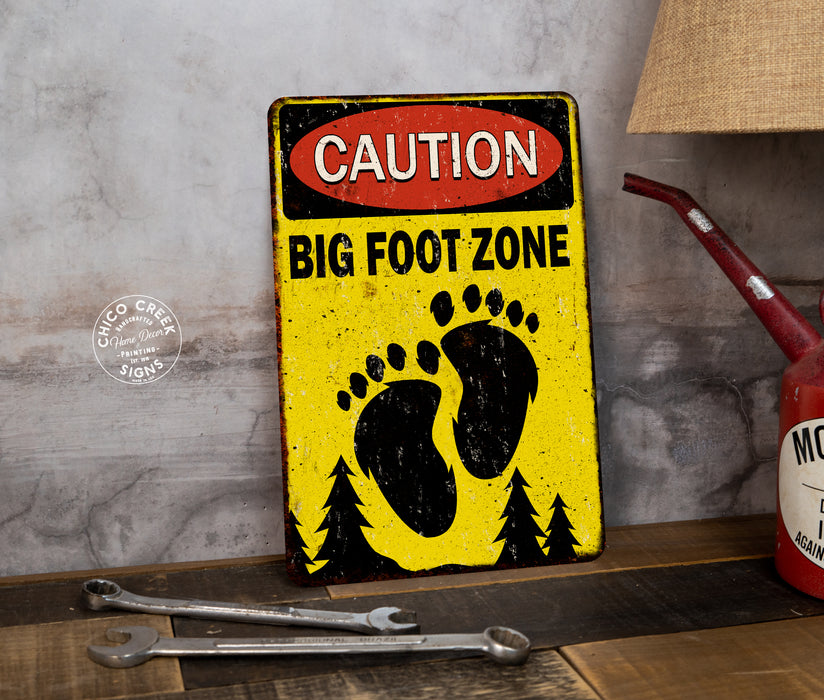 Caution Big Foot Zone Sign Sign Sasquatch Camper Yard Sign Yeti Funny
