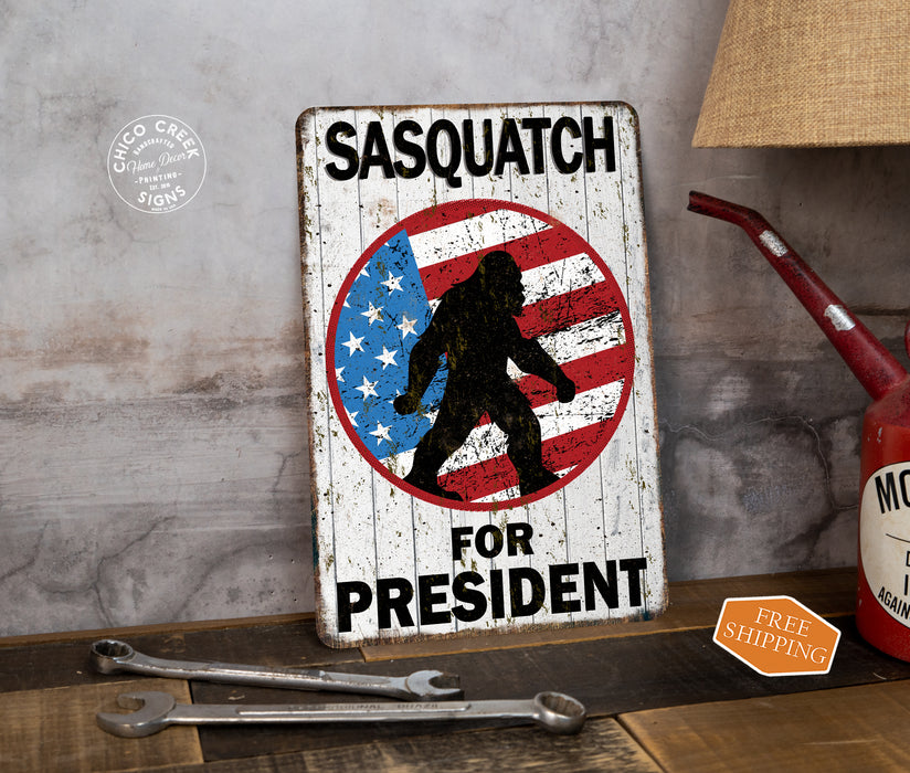 Sasquatch For President Sign Big Foot Camper Yard Sign Yeti Funny Garage 10812200104