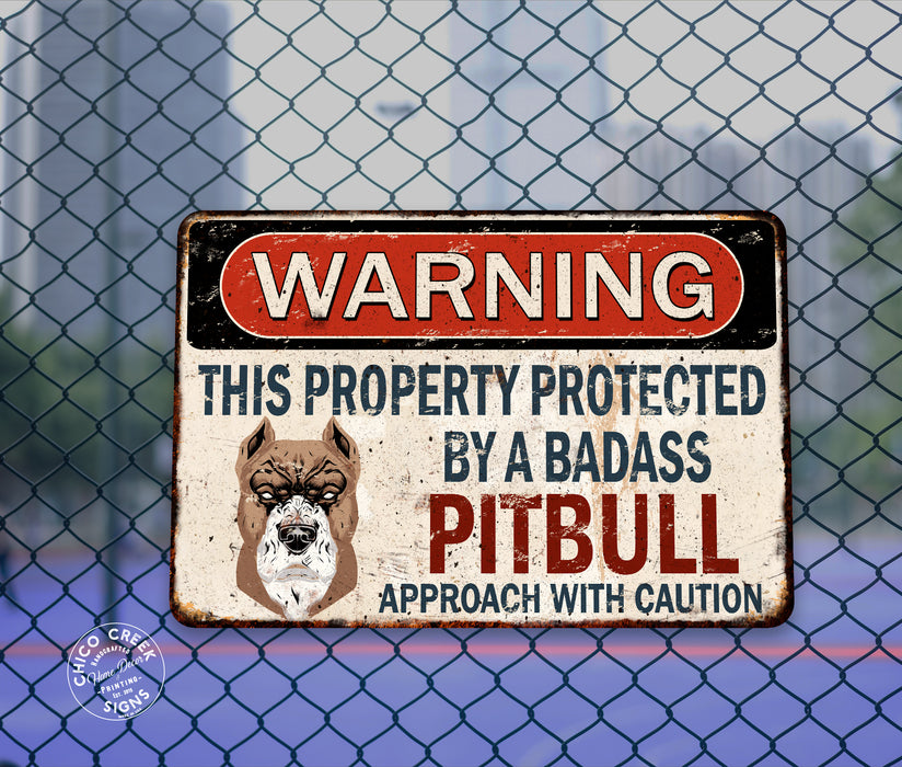 Warning Pit Bull Sign Pet Dog Funny Puppy Doggo Pupper Gift 108122001069