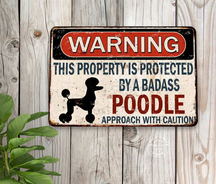 Warning Pet Poodle Sign Funny Rustic Pet Decor Dog Puppy Doggo 108122001071