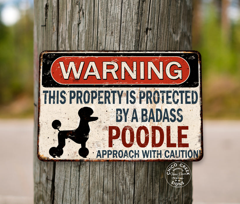 Warning Pet Poodle Sign Funny Rustic Pet Decor Dog Puppy Doggo 108122001071