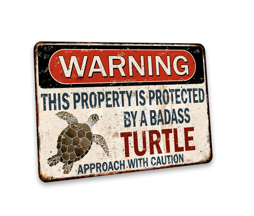 Warning Pet Turtle Sign Funny Rustic Pet Decor Tortoise Reptiles 108122001072