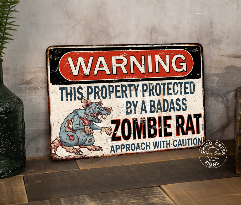 Warning Pet Rat Sign Zombie Rat Funny Rustic Pet Decor Mouse Mice 108122001073
