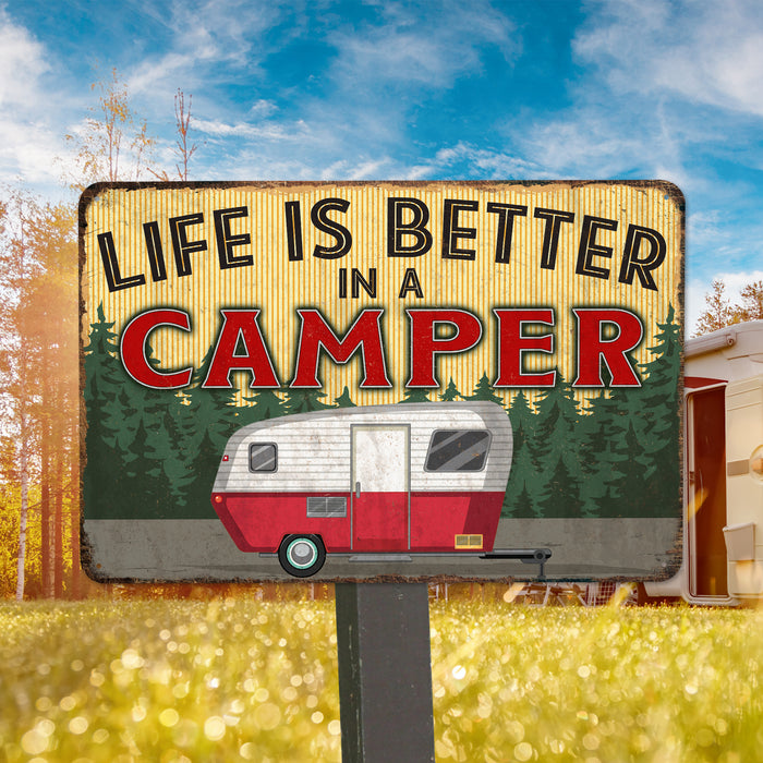 Camping Sign Life is Better in a Camper Gift Cabin Decor Outdoor Decor Tent SiLodge Decor