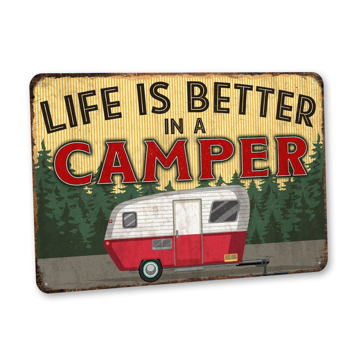 Camping Sign Life is Better in a Camper Gift Cabin Decor Outdoor Decor Tent SiLodge Decor