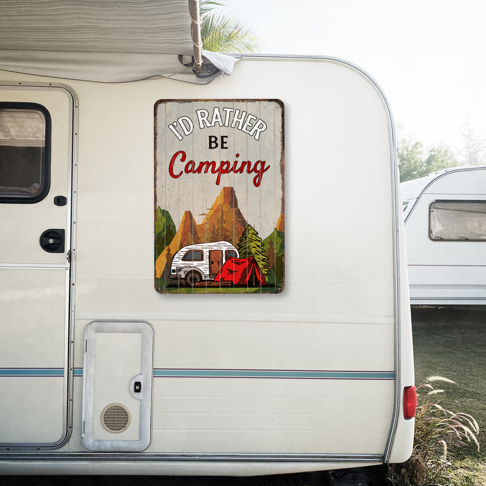 Camping Sign I'd Rather Be Camping Gift Cabin Decor Outdoor Decor Tent Lodge Decor Camper RV