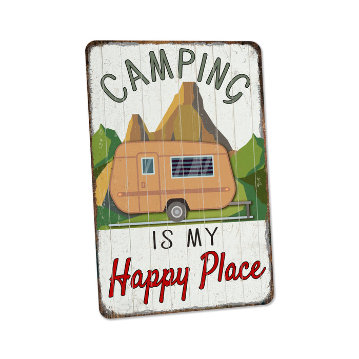 Camping Sign Camping is my Happy Place Gift Cabin Decor Outdoor Decor Tent Lodge Decor Camper
