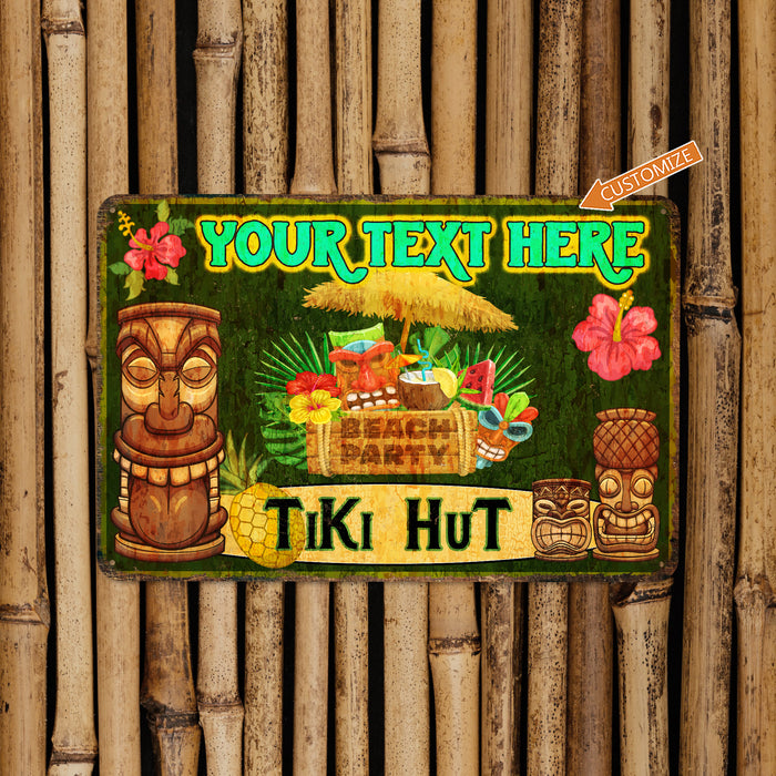 Tiki Hut Sign Beach House Backyard Bar Sign Barbecue Pool Décor Tropical Theme Paradise 108122002047