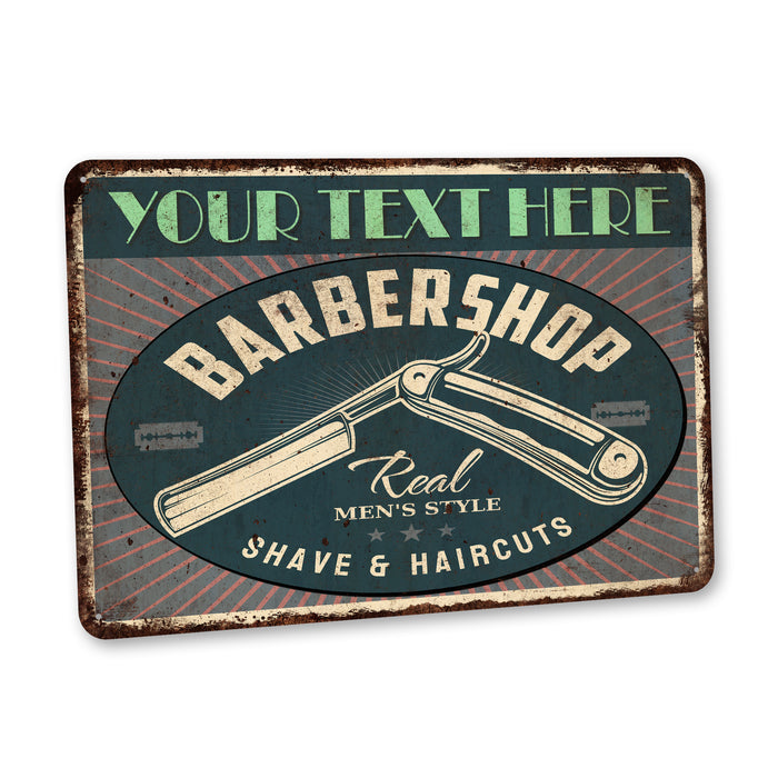 Custom Barber Shop Sign Straight Razor Haircut Salon Shave Fade Trim