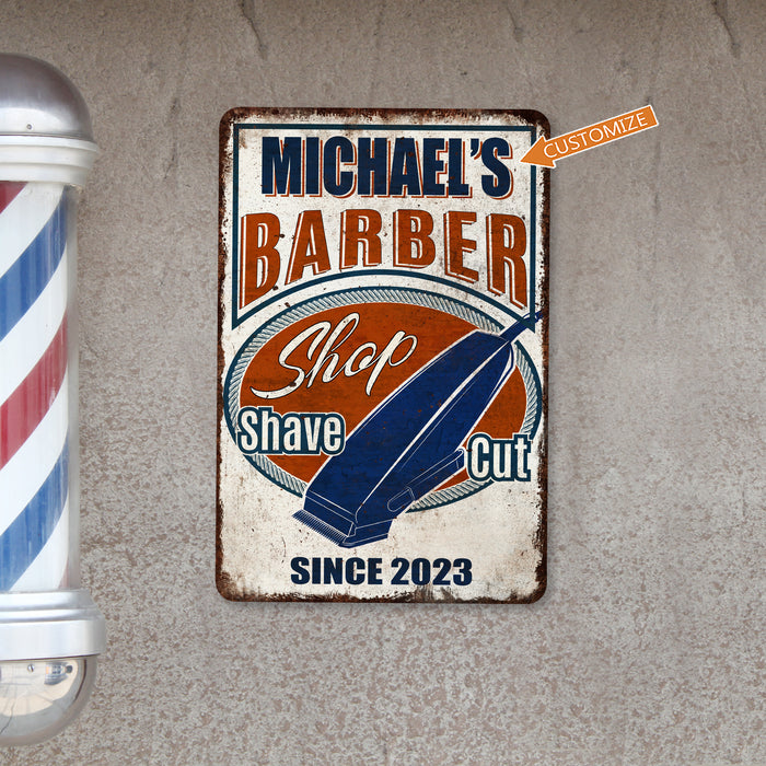 Custom Barber Shop Sign Barber Pole Haircut Salon Shaves Cuts Razor Vintage
