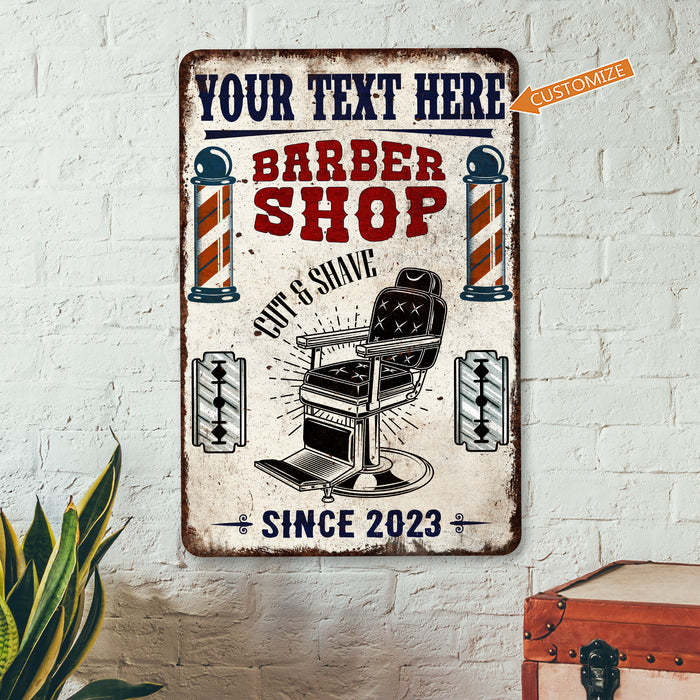 Custom Barber Shop Sign Barber Pole Haircut Barber Chair Scissor Salon Beauty Parlor