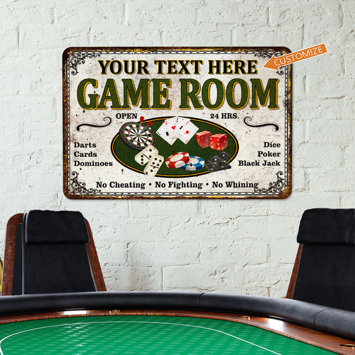 Personalized Game Room Sign Family Room Decor Poker Darts Dice Dominoes Cards 108122002058