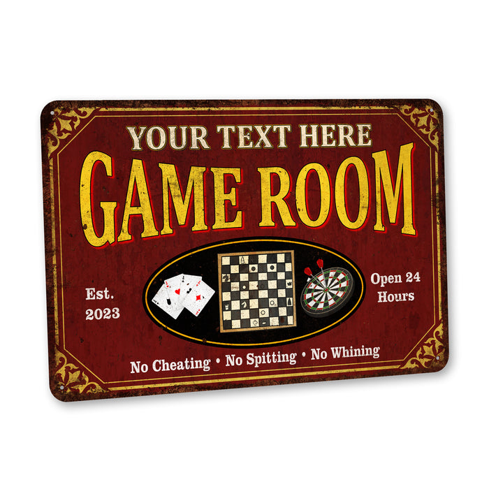 Personalized Game Room Sign Family Room Decor Chess Board Games Poker Darts 108122002060