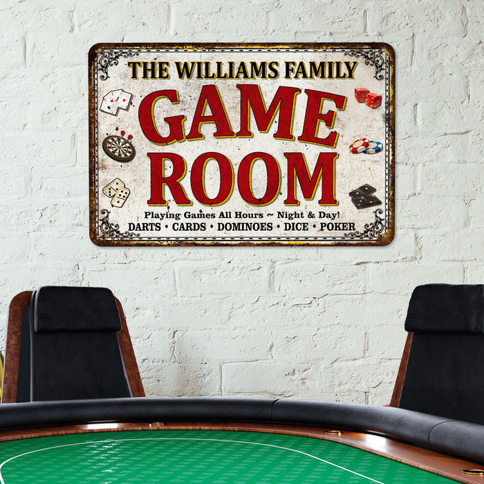 Custom Game Room Sign Family Room Decor Dice Dominoes Poker Darts Billiards 108122002061