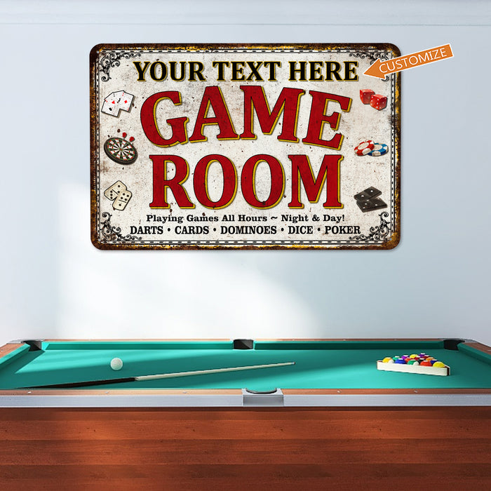 Custom Game Room Sign Family Room Decor Dice Dominoes Poker Darts Billiards