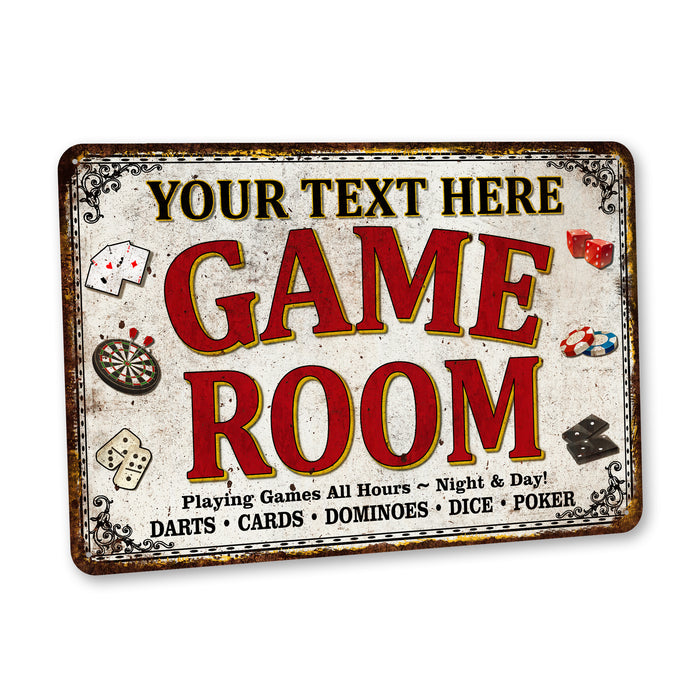 Custom Game Room Sign Family Room Decor Dice Dominoes Poker Darts Billiards