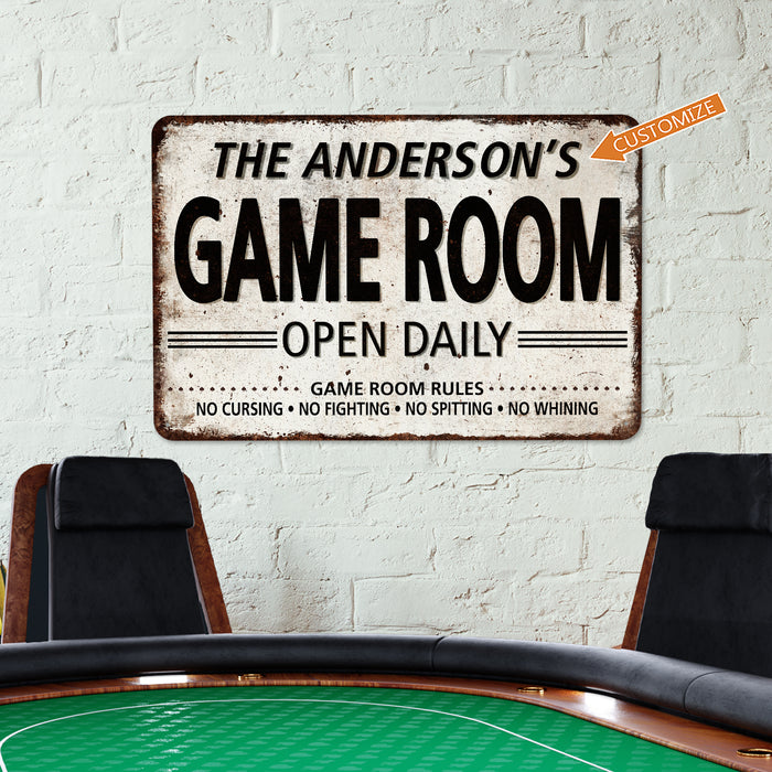 Custom Game Room Sign Family Room Decor Darts Poker Board Games 108122002063