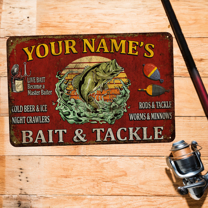 Custom Bait & Tackle Sign Fishing Decor Bait Shop Man Cave Bass Trout 108122002068
