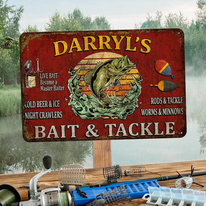 Custom Bait & Tackle Sign Fishing Decor Bait Shop Man Cave Bass Trout