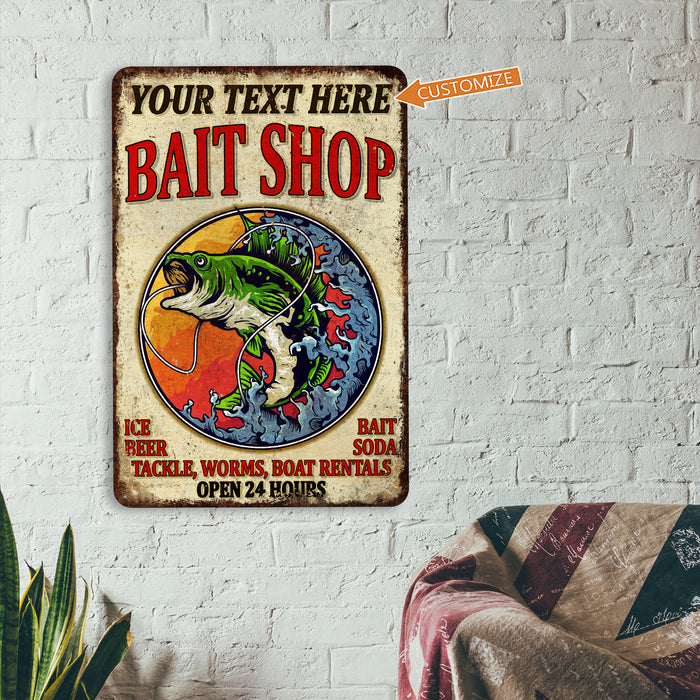  Fishing Decor for Home - Personalized - Bait Shop - Metal Sign  - Funny Signs To Use Indoor/Outdoor - Man Cave, Fishing House Decor, Cabin  Decor Wall Art - Fishing Gifts