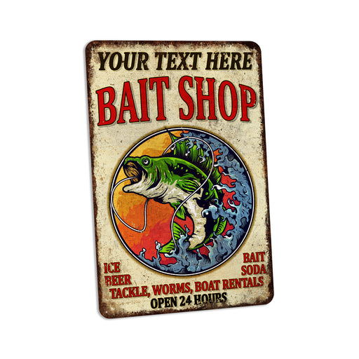 Personalized Bait Shop Sign Tackle Lures Man Cave Hunting Rod Reel