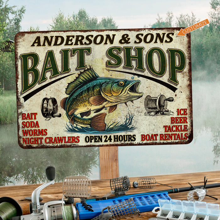 Custom Bait Shop Sign Fishing Decor Gift Tackle Lures Man Cave Hunting Rod  Reel