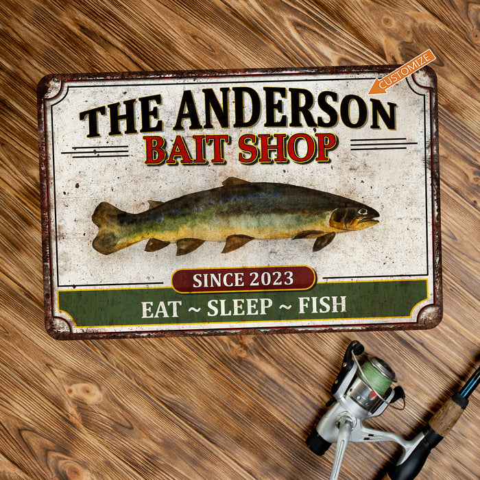 Personalized Bait Shop Sign Fishing Decor Gift Tackle Lures Man Cave Hunting Rod Reel 108122002071