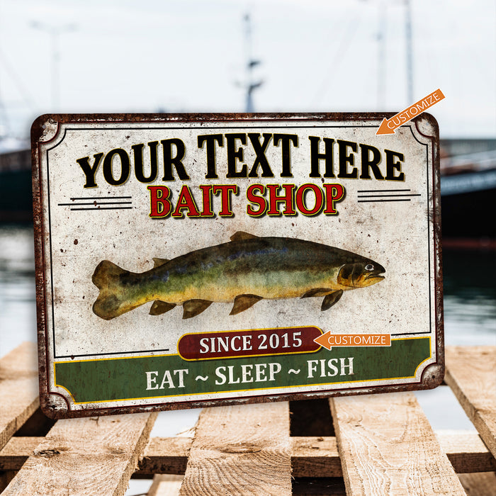 Personalized Bait Shop Sign Fishing Decor Gift Tackle Lures Man