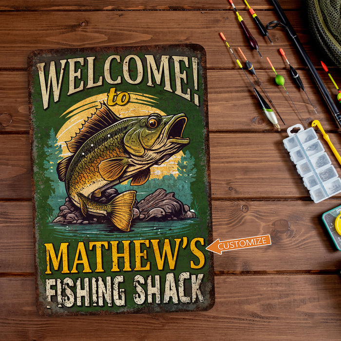 Custom Fishing Shack Sign Bait & Tackle Lures Man Cave Gift Rod Reel