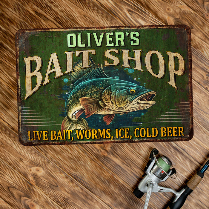 Custom Bait Shop Sign Fishing Gift Bait & Tackle Lures Man Cave Rod Reel 108122002076