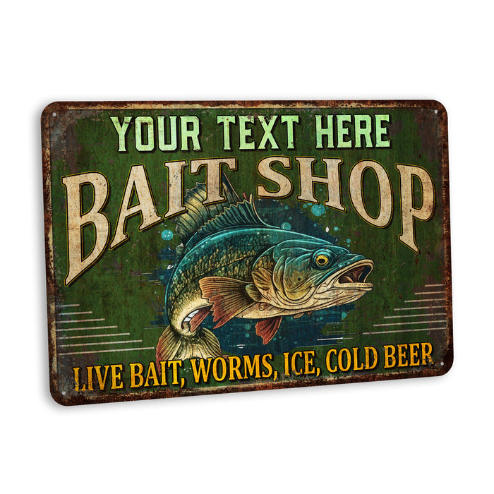 Custom Bait Shop Sign Fishing Gift Bait & Tackle Lures Man Cave Rod Reel