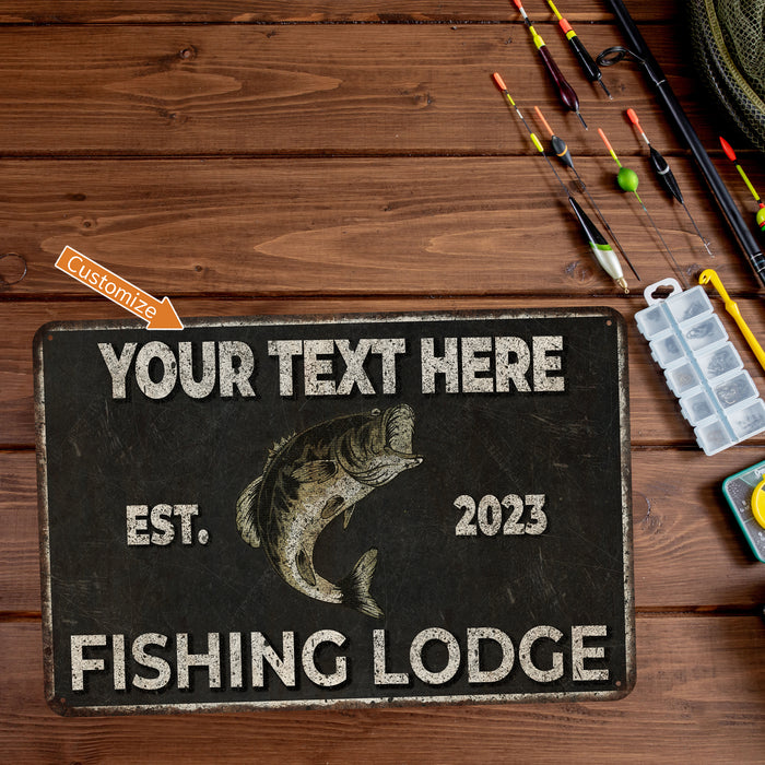 Personalized Fishing Lodge Sign Fishing Gift Bait & Tackle Lures Man Cave 108122002077