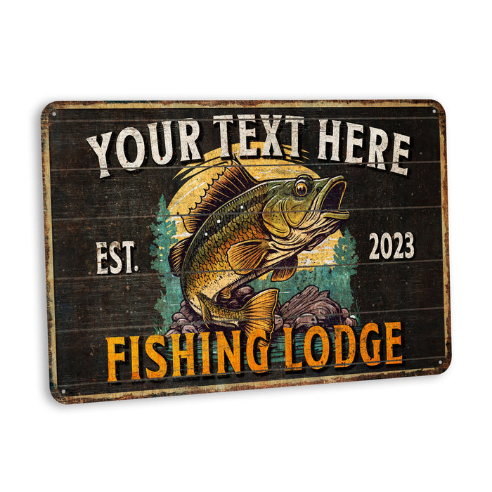 Custom Fishing Lodge Sign Fishing Gift Bait & Tackle Lures Man Cave Rod Reel