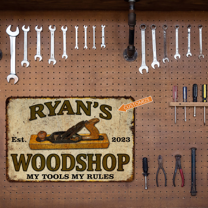 Personalized Woodshop Sign Carpentry Decor Garage Workshop My Tools My Rules 108122002085