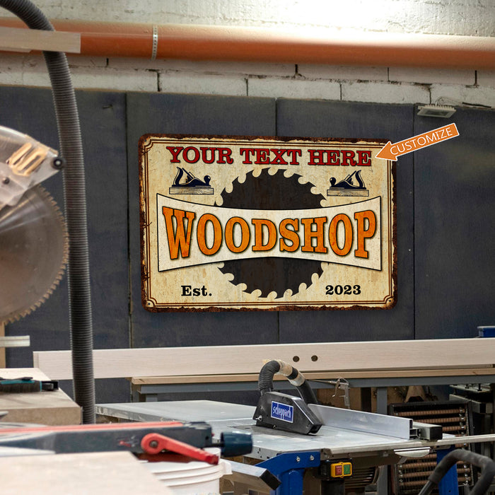 Custom Woodshop Sign Garage Decor Woodwork Man Cave Carpentry