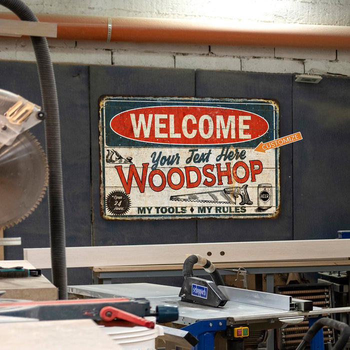 Custom Woodshop Sign Garage Decor Workshop Man Cave My Tools My Rules 108122002094