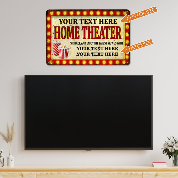 Personalized Home Theater Sign Movie Theater Decor Cinema Family Movie Room 108122002111