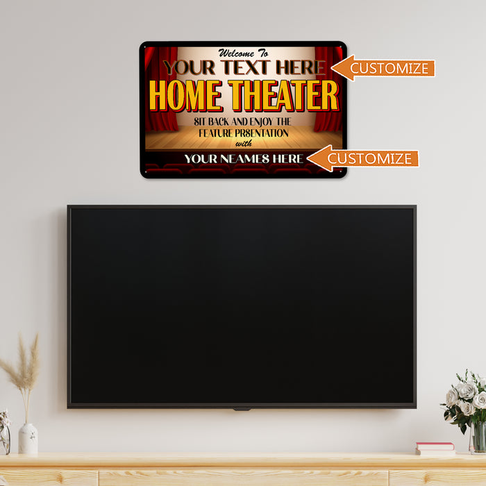 Custom Home Theater Sign With Curtains Movie Theater Decor Cinema Family Movie Room