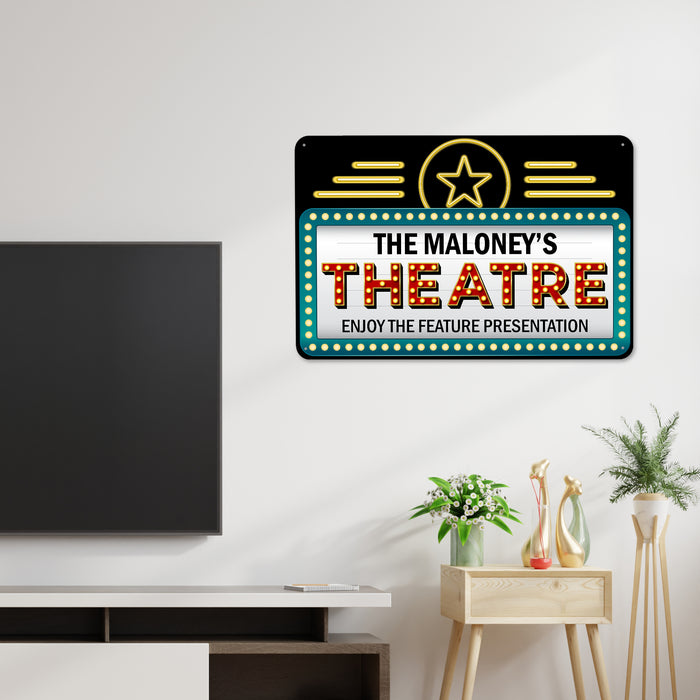 Custom Name Theater Sign Family Home Movie Room Decor Theater Marquee 108122002114