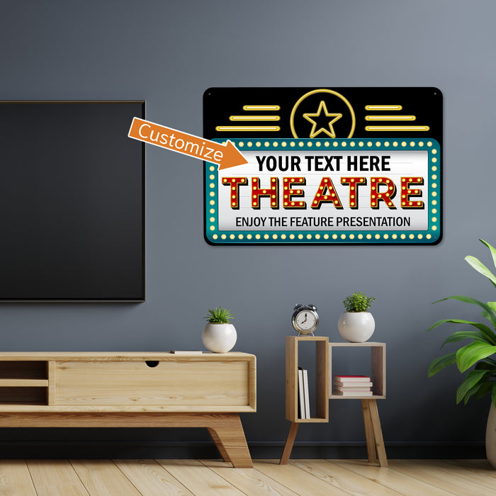Custom Name Theater Sign Family Home Movie Room Decor Theater Marquee