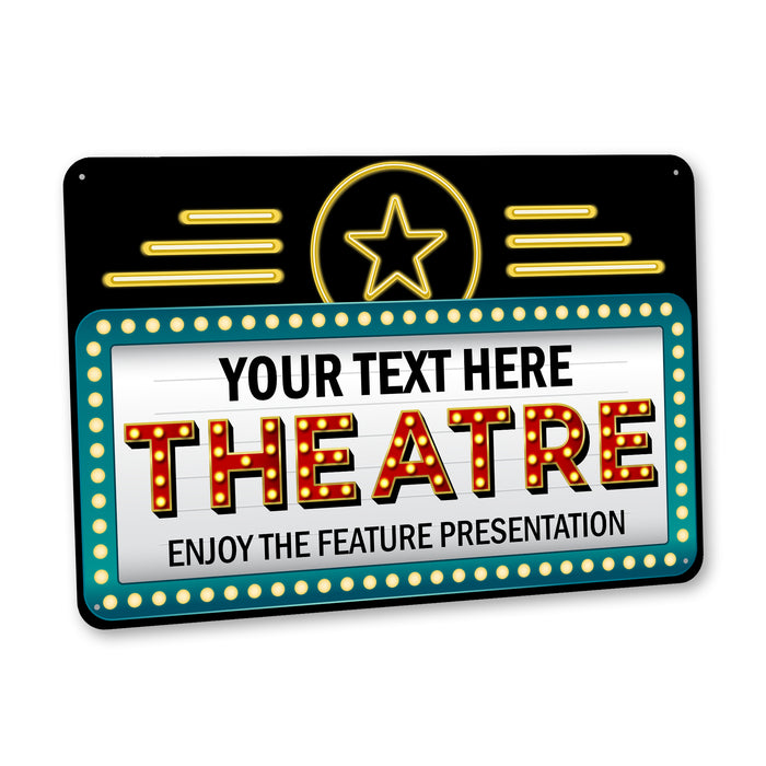 Custom Name Theater Sign Family Home Movie Room Decor Theater Marquee