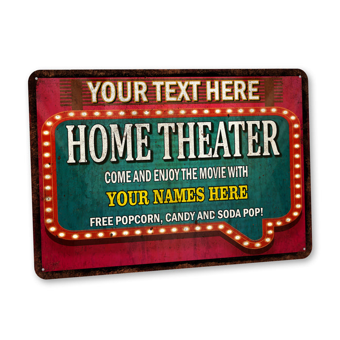 Personalized Home Theater Sign Family Home Movie Room Decor Video Popcorn Candy 108122002115