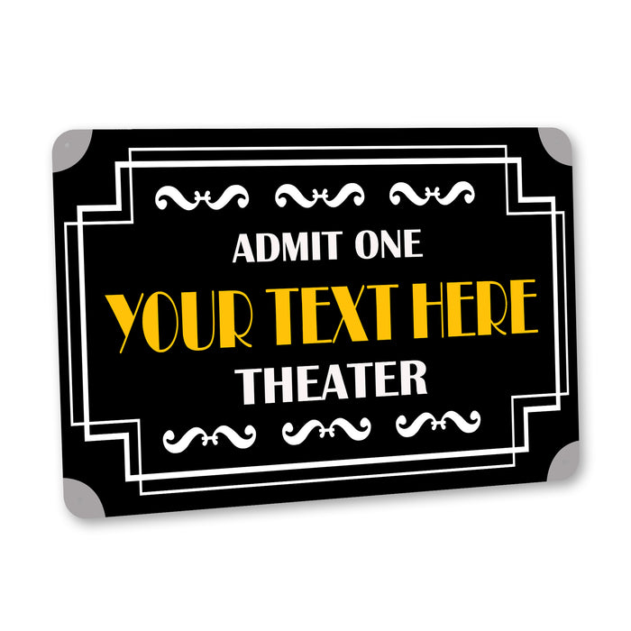 Custom Movie Theater Ticket Sign Theater Ticket Decor Admit One Sign Cinema