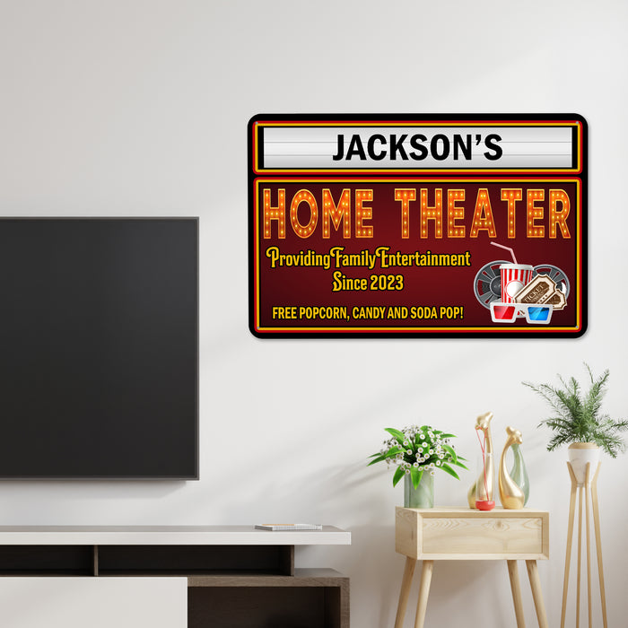 Personalized Home Theater Family Sign Cinema Marquee Movie Room Decor 108122002118