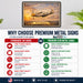 P-51 Mustang metal sign with horizontal postage-stamp style P-51 Mustang vintage artwork with silver post-war WZT