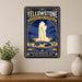 Yellowstone National Park Wyoming metal sign with vintage weathered-tin travel poster illustration — Yellowstone National